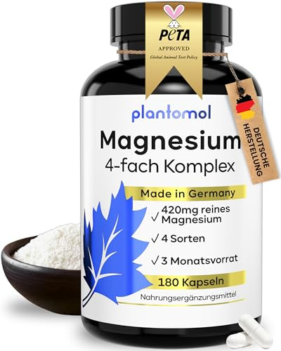 4-fach Magnesium Komplex hochdosiert - Magnesium hochdosiert Kapseln | Magnesium Kapseln - Magnesium Bisglycinat Magnesiumoxid Tri Magnesiumdicitrat Magnesium Malat - MagnesiumComplex - 3 Monate