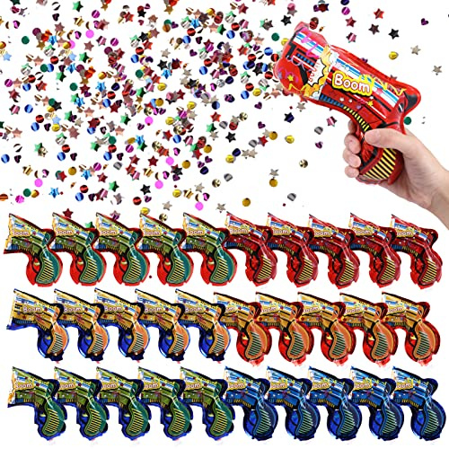 Joycabin Konfettikanone, 30 Stück Konfetti Pistolen Set, Konfetti Shooter Party Popper Biologisch Abbaubare Konfettibombe Für Karneval, Geburtstag, Hochzeit, Silvester, Partys, Jubiläum