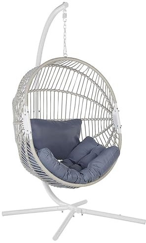 Hängesessel aus weißem Rattan mit Metallgestell Acri