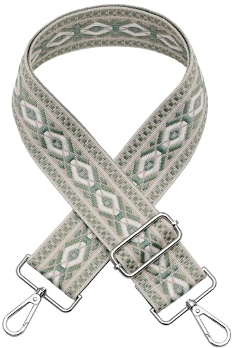 AYUEBO Taschengurt 5CM Breit Schultergurt Damen Schulterriemen für Taschen | Zum Wechseln Verstellbarer Riemen 80-140cm Taschengurt DIY Zubehör für Schultertasche A&Hellgrün Silver Clasp
