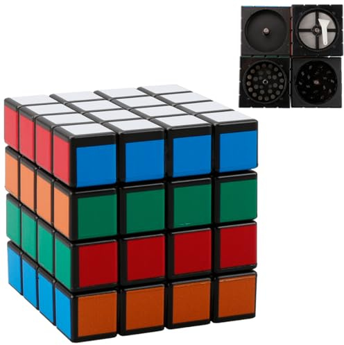 GLADFRESIT 4x4x4 Magic Cube Shape Coffee Grinder - Rubik's Cube Pepper Grinder Salt Pepper 4 Layer Spiece Mil Grinder for Weed Gift Set
