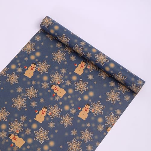 HBell Weihnachts-Geschenkpapierrolle, 43 cm x 15 m, Weihnachtsgeschenkpapier, Kraftpapier, perfekt für Weihnachtsgeschenke, Neujahr, Festival, Party-Dekorationen (Schneeflocke)