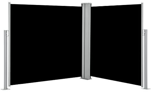 ARKEM Ausziehbare Seitenmarkise Schwarz 100 x 600 cm Balkon Markise Ohne Bohren Terrassen-Sichtschutz