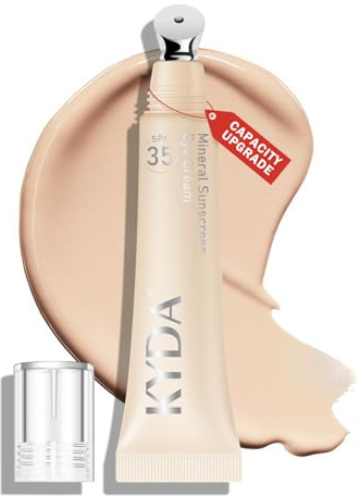 KYDA Mineral Sunscreen Eye Cream - Crema antiedad 3 en 1 para ojos antiedad contra ojeras y líneas finas, SPF 35, Light