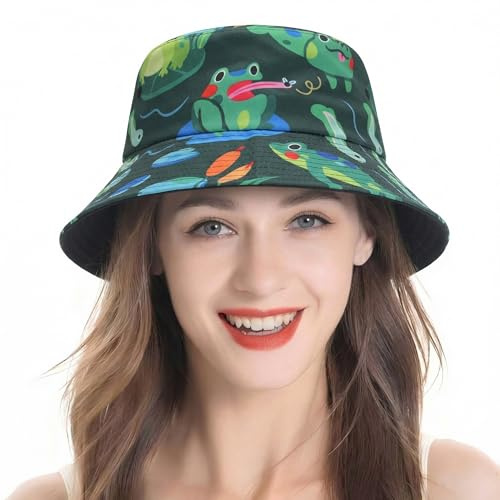 ZLYC Chapeau pour Femme, Étang Grenouille Vert, Taille Unique