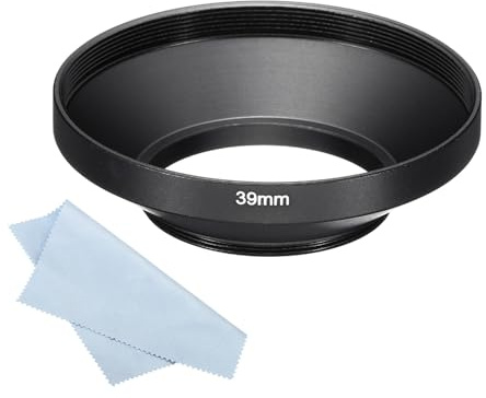 PATIKIL 39mm Paraluce, Ampia Superficie Opaca Antiriflesso Interno con Panno per Pulizia per Obiettivo Fotocamera, Nero