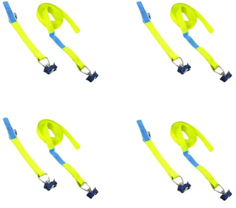 LOADCARE 4er Set 4m Zweiteiliger Spanngurt mit Klemmschloss Befestigungsgurt Schnellspanngurt für Airlineschine Zurrschiene 175 daN (gelb)