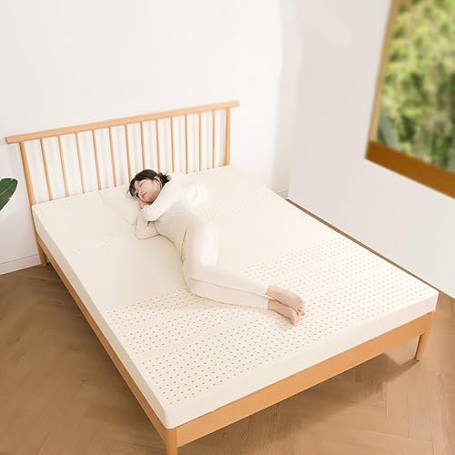 BIRJXVTO Latexmatratze super weich 100% natürliches einfaches Design entspannter Schlafzimmer Latex Matratze mit Topper,3in,100x190cm(39x75in)