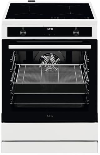 AEG Standherd mit Induktions-Kochfeld 60 cm/SteamBake – mit Feuchtigkeitszugabe/Hob²Hood/Touch-Bedienung/Grillfunktion/Display mit Uhr/Kindersicherung/A / CIB6644BBW