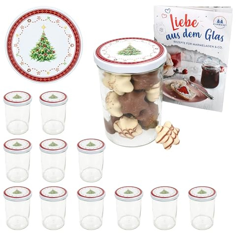 MamboCat 12er Set Sturzglas 435 ml mit Twist-Off-Deckel Weihnachtstraum I Einmachgläser + to 82 Deckel + GRATIS Rezeptheft I Vorratsgläser einkochen & konservieren