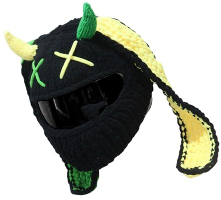 Lustiger gestrickter Motorradhelm, Vollgesicht, schützend, kratzfest, Kopfbedeckung für Motorradfahrer, Winterausrüstung