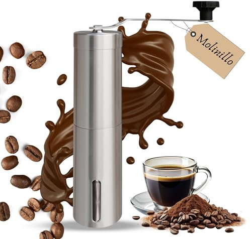 Molino de café manual externo y ajustable, con molino cónico de cerámica de alta precisión y diseño moderno, molinillo, adecuado para Aeropress, Pour Over y cafeteras Moka.
