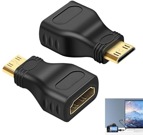 2 Pièces Adaptateur Mini HDMI vers HDMI Ultra HD, Raccord Mini HDMi, Câble Adaptateur Mini HDMI Mâle vers HDMi Femelle, Compatible avec Ordinateurs Caméscopes Téléviseurs Moniteurs, 3D, Ethernet ARC