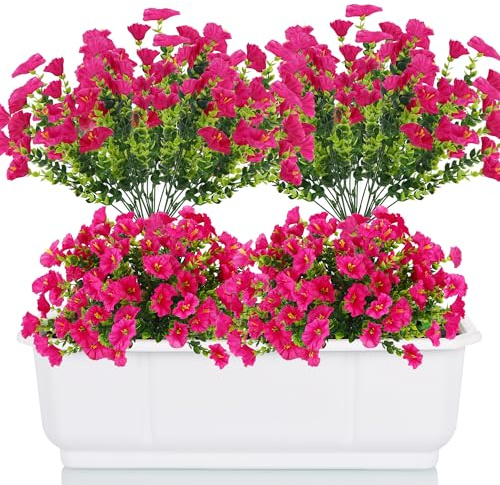 TYSM-CC Fiori Artificiali 6 Mazzi di Petunie Finte, Resistente ai Raggi UV | Realistici e Durevoli per Decorazioni Esterni e Interni Casa, Balconi, Portico