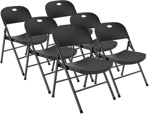BULAGE 6er Set Gartenstuhl Klappstühle, Stapelbare Stühle für Garten Balkon Camping Esszimmer Konferenz, Gartenstühle Stapelbar, Campingstuhl Faltbar 200kg Klappstuhl, Schwarz