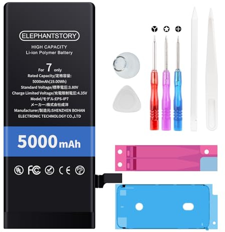 ElephantStory Batterie pour iPhone 7, 5000 mAh Remplacement Interne Haute Capacité Batterie pour A1660 A1778 A1779 avec Guide et Tous Les Outils de Réparation