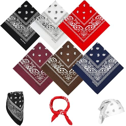 WUBAYI Bandana mit Paisleymuster, Unisex, für Damen und Herren, 55 cm, quadratisch, 6 Stück (6 Farben)