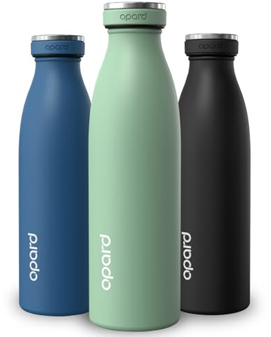 Opard Grip Thermosflasche 500ml, 36h Kalt & 12h Heiß Trinkflasche Edelstahl, Trinkflasche Kohlensäure Geeignet, Metall Trinkflasche, Auslaufsicher isolierflasche für Erwachsene/Kinder Mintgrün