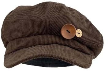 Livoravoli Corduroy Newsboy Cap für Damen | Vintage Paperboy Mütze mit Knopf-Dekoration | Achteckige Baskenmütze im Y2K Acubi Stil