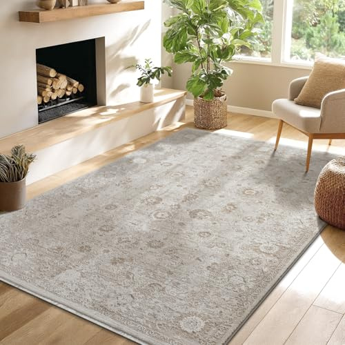 the carpet Nuvra Teppich Flauschig Weich & Pflegeleicht, Modernes Design, Oeko-Tex Standard 100, Wohnzimmerteppich Schlafzimmerteppich, Bordüre, Beige, 160 x 230 cm