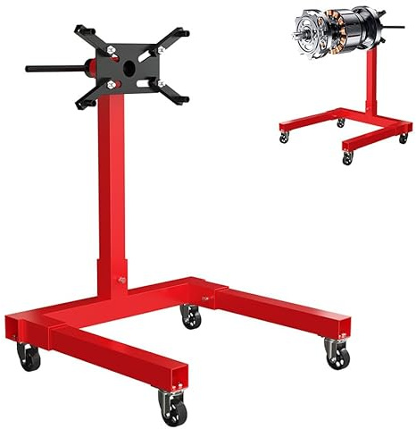 AufuN Soporte para motor de 570 kg, soporte del motor y soporte para engranajes giratorio 360°, elevador de motor de acero macizo, 4 brazos ajustables, 4 ruedas con rodamiento de bolas, soporte