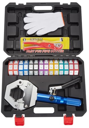 Garvee Crimpadora hidráulica manual para mangueras de aire acondicionado – Herramienta profesional portátil – 7 matrices – Reparación de sistemas Climatizador – Incluye tijeras y guantes – Compatible