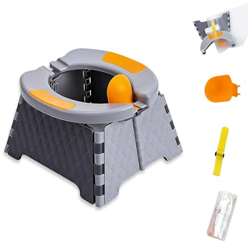 Faltbares Töpfchen Kinder, Portable Toilette Für Kinder Mit 30 Stück Reinigungsbeutel, Töpfchen Für Kinder, Spritzwassergeschütztes, Reisetöpfchen Für Kleinkinder, Babytopf Wc Für Drinnen Und Draußen