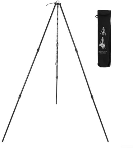 Treppiede in alluminio per cucinare all'aperto, con design pieghevole e gamma di altezza regolabile, ottimizzato per zaino in spalla e campeggio in auto (nero)