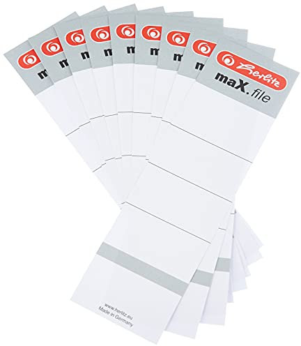 Herlitz 9743105 Rückenschild 54 x 190 mm für 8 cm-Ordner, zum Einstecken, 10 Stück, weiß