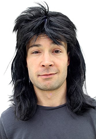 WIG ME UP - 20781-P103 Perücke Fasching Proll Assi Schwarz Vokuhila NEU Wig