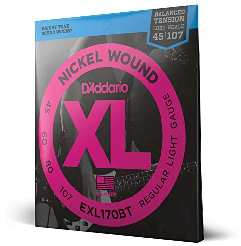 D'Addario E Bass gitarrsträngar | strängar E bas | basgitarr strängar | strängar elbas | det utvalda satellitmärket Wältwist | EXL170BT | förnicklat stål | ljus (45-100) | balanserad spänning