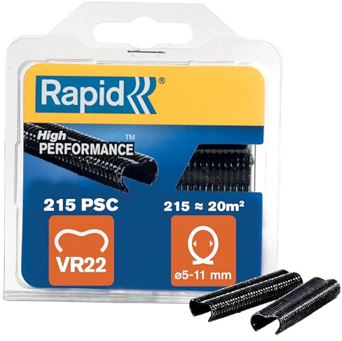 Rapid VR22 Galvanized Fence Hogrings with Black PET Coating, 215 Pieces | Suitable for 5-11 mm Netting Wire, Ideal for Securing Cages and Fencing (40108804)