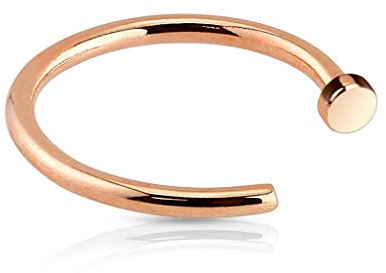 Paula & Fritz® Nose Hoop Ring Nasen-Piercing Nasenpiercing-s Nose für Nasenfluegel als Nasenschmuck Nasenstecker Nostril auch für Augenbraue, Lippe Edelstahl 316L rosé Dicke: 1mm, Länge: 8mm