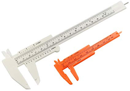 sourcing map Calibrador Vernier 80mm 150mm Mini regla de plástico de doble escala blanca y naranja, 1 Juego