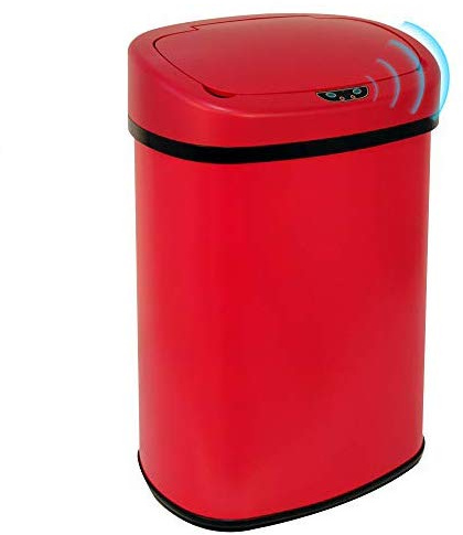 Bigacc Kitchen Trash Can 13 Gallon,Stainless Steel Trash Can Touchless Garbage Can Large Trash Bin for Kitchen,Bathroom,Restroom,Office Automatic Garbage Bin,Red