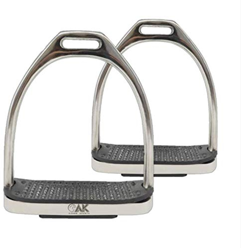 AK Steigbügel aus Edelstahl mit schwarzen Laufflächen (13 cm, Silber)