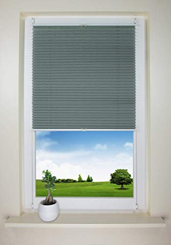 NoSun Plissee Waben Jalousie Faltrollo ohne Bohren Sonnenschutz für Fenster und Tür Anthrazit-Grün B35 cm x H200 cm