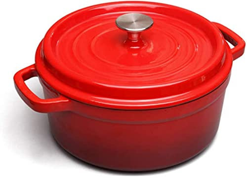 ksamwjf Cacerola de inducción Redonda de Hierro Fundido esmaltado con Tapa, Olla de Sopa Adecuada para Estufas de Gas/Cocina de inducción/cerámica eléctrica