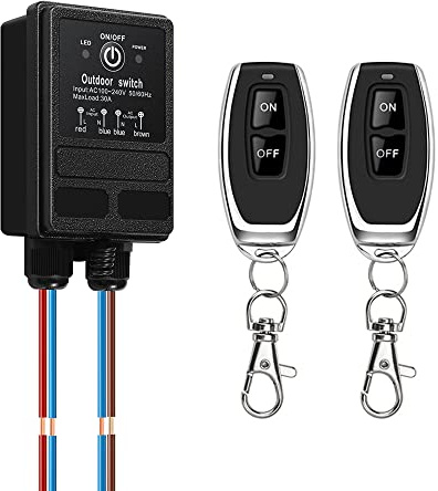 WOODGUILIN Wireless Remote Switch AC110V/220V/240V 30A Relay, Remote Light Switch with 328FT Long Range, for Lights,Household Appliances,Water Pump,Dust Collector.(110V 100M)