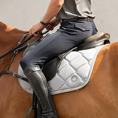 SUNRIDE Springschabracke “Wellington” für Pferde - Mesh-Material als zusätzliche Belüftung gegen Hitzestau, pflegeleicht und formbeständig (Full, grau)