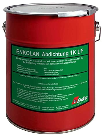 Enke Enkolan® Flachdachabdichtung | grau | Flüssigdichtstoff zur Dach- & Garagenabdichtung Terrasse Carport Flachdächern mit und ohne Gefälle (Grau, 4 kg)