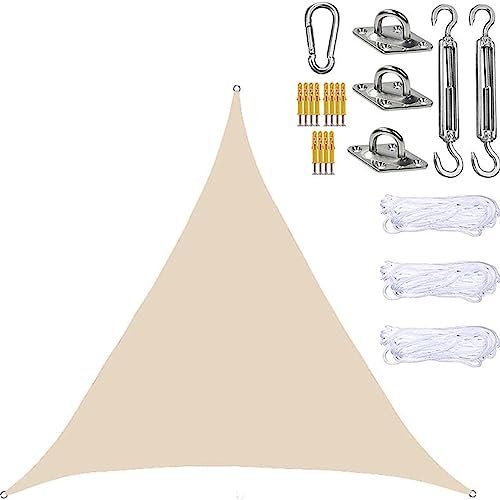 Amunpitic Tenda a Vela Triangolare 6x6x6m, Vela Ombreggiante Parasole Traspirante e Protezione Solare Raggi UV Tendalino Parasole, per Esterno Giardino Terrazza, con Kit di Fissaggio
