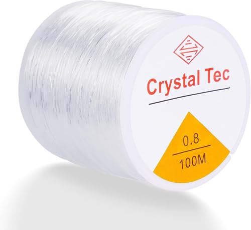 Jewan Elastisches Band für Armbänder, 0.8mm 100m Armband Gummiband Elastisch Transparent Schmuckfaden Gummifaden für Armbänder für Perlenschmuck Armbänder Basteln Herstellung von Schmuck verwendet