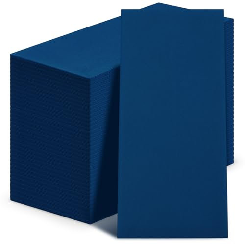Qilery Einweg-Servietten aus Leinen, Stoffähnlich, dekorative Papierservietten, 43,2 x 30,5 cm, weich, saugfähig, für Gäste, Badezimmer, Küche, Hochzeit, Party, Blau, 50 Stück