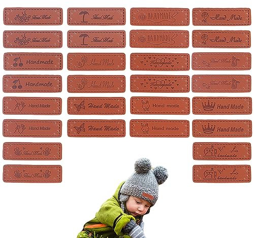 Hayaww 28 Stück 14 Arten Handmade Etiketten Aufnäher Liebes Herz Lederetiketten Pu Labels Handmade Handgefertigte Lederetiketten Tag Label Handmade Für Schal Schuhe Hut Jeans Tasche Diy Dekoration