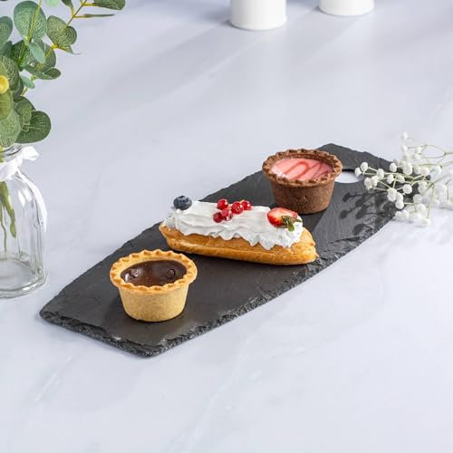 Vassoio da Portata in Ardesia Nera: Perfetto per Chef e Cene Speciali - Vassoio per Portate - Vassoio per Cene Gourmet - Regalo per Chef - 44x19 cm, Nero