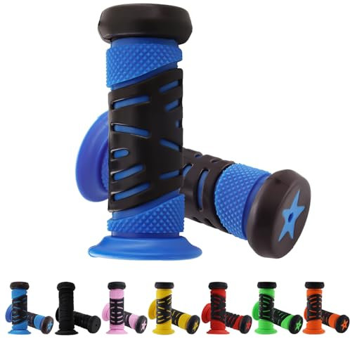 TOKSEO Paar Fahrradgriffe Kinder, Sicherheit Durch Prallschutz, Fahrradgriffe 22mm Kaliber, 95 mm Länge Gummi Lenkergriffe Fahrrad Kinder für Roller, Kinder Laufrad, Kinderfahrrad (Blau)