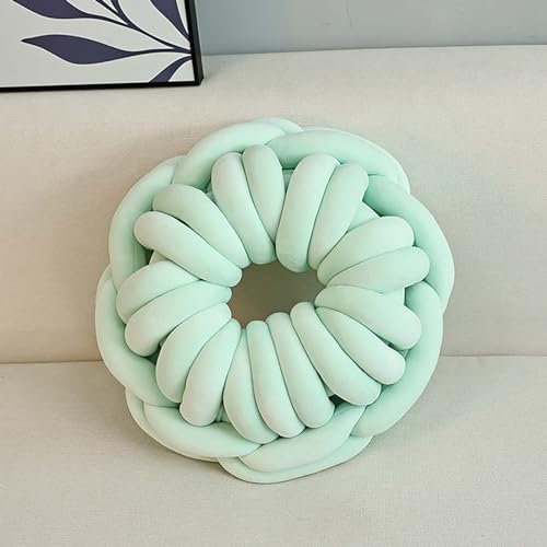 Plüsch Knotenkissen,Knot Kissen Ball, Geknotetes Kissen,Knoten-Ball-Kissen, Runde Kissen Samt Deko Sofa-Kissen für Schlafzimmer, Sofa,Grün