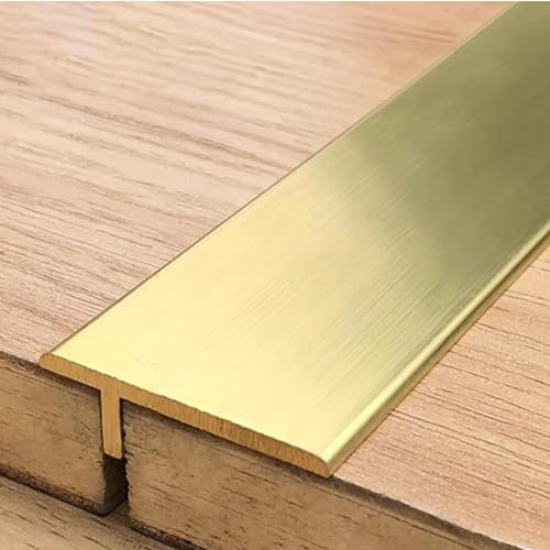 Übergangsprofil T Formteil aus Messing mit Glatter Oberfläche, Holz/Vinyl/Laminieren/Fugenverbindungsabdeckung für Fliesenböden, 3,5 cm Breite Bodenkantenschutzstreifen
