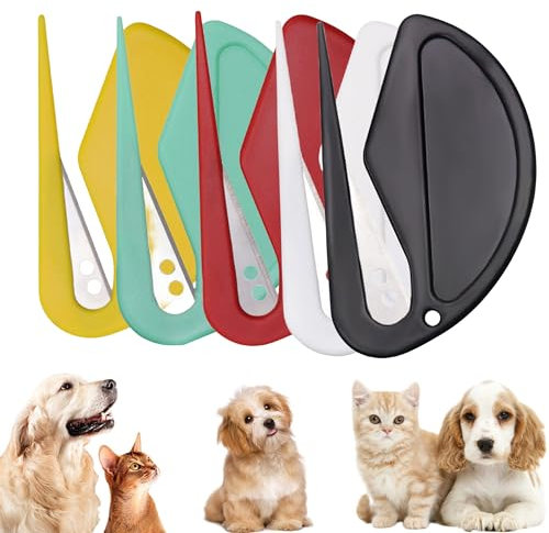 Pet Knotting Comb,Entfilzer mit Stahlklinge,Entfilzungswerkzeug für Hunde, Knotenkamm für Katze,Hundekamm Fellbürste Hund Sanft Entfernt Unterwolle,Perfekt zum Entfernen von Verfilzungen (5 pcs)